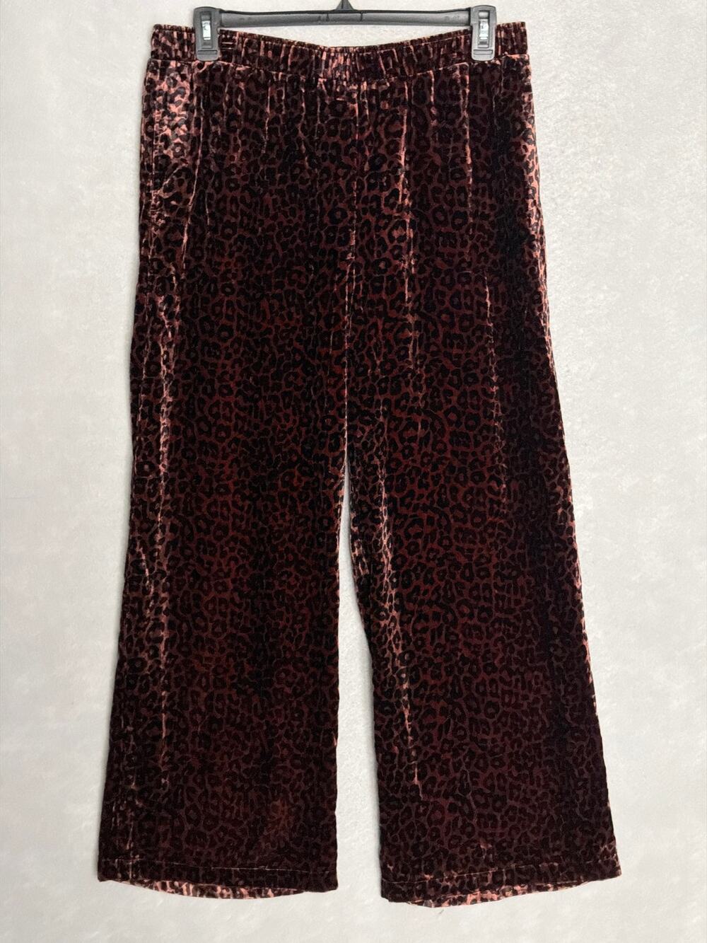 Johnny Was Velvet Pants Wide-Leg in Misty Leopard Women's Large NEW